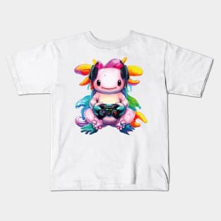 Gamesolotl Cute Kawaii Axolotl Gamer Kids T-Shirt